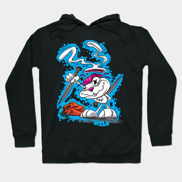 Deranged Psycho Knife wielding Killer Bunny Rabbit Hoodie by eShirtLabs